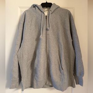 Uniqlo GU Men's Light Gray Zip-Up Hoodie with Hood and Pockets
